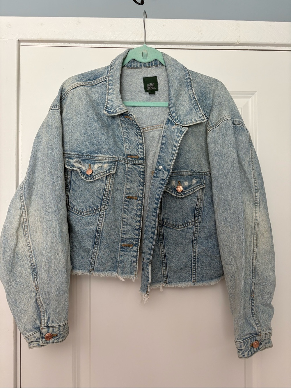 Wild Fable Light Wash Distressed Cropped Denim Jacket